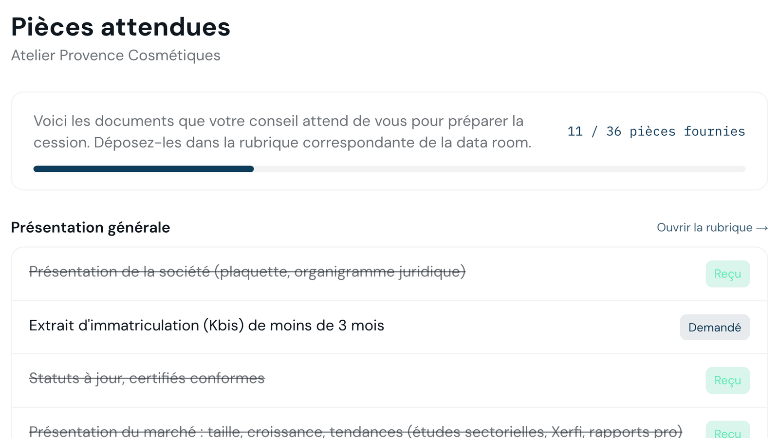La data room et sa checklist de pièces attendues